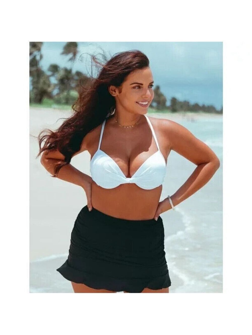 RELLECIGA Women's Push Up Bikini Top Twist Front Underwire White Size L